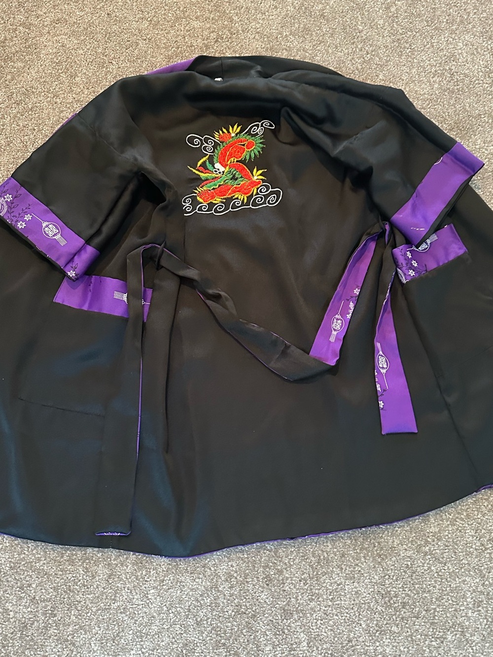 Asian-Inspired Reversible Satin Robe - Picture 2 of 4
